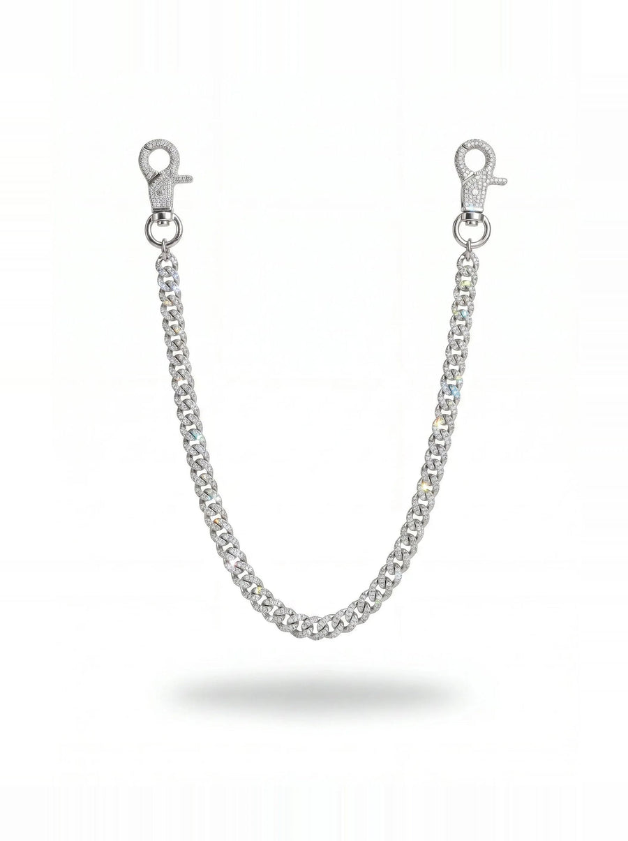 304supply Heavy Ice Wallet Chain – Iced Cuban Link aus Edelstahl mit Zirkonia, Produktansicht