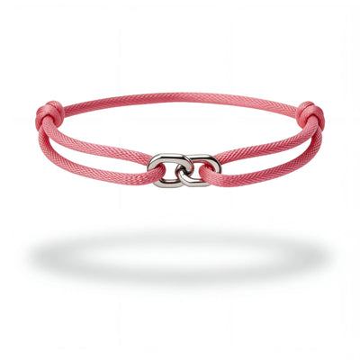 304supply Blossom Link Satin-Cord-Armband in Rosé mit Edelstahl-Verschluss – Produktansicht