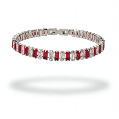 304supply Red Ice Ice-Armband aus Edelstahl mit roten Zirkonia – Produktansicht